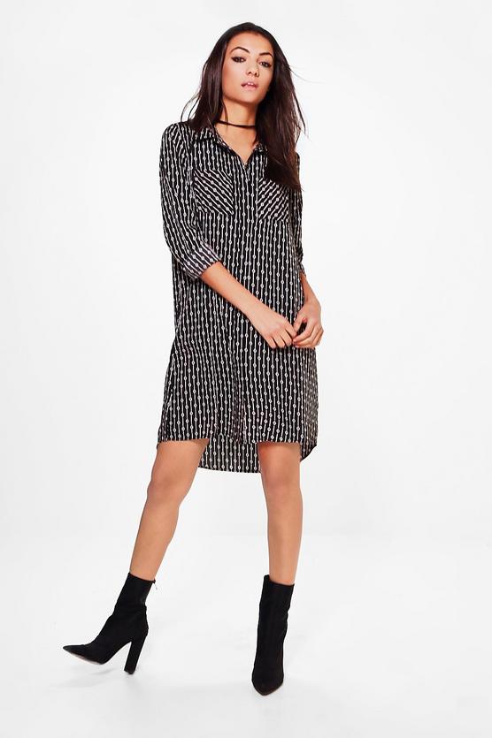 Tall Orla Mono Print Woven Shirt Dress